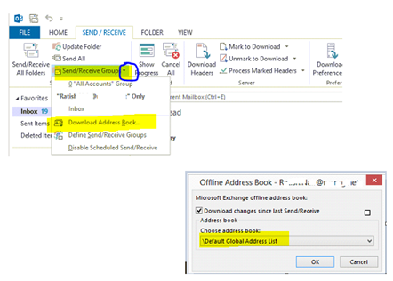 Outlook Send Receive Hangs Offline Address Book Connecting To Microsoft Exchange