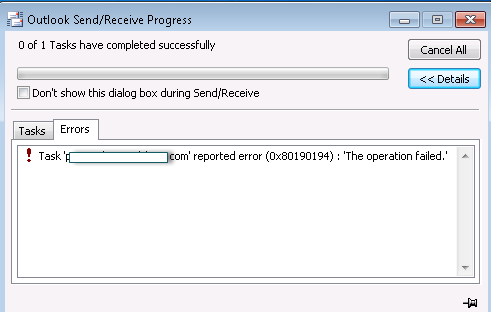 an error occurred while opening the offline address book