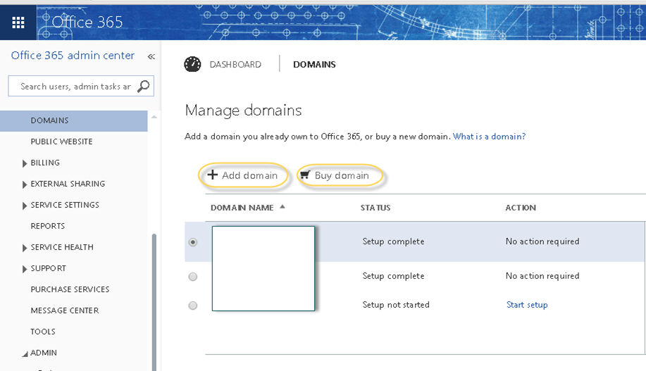 setup domain for microsoft office 365