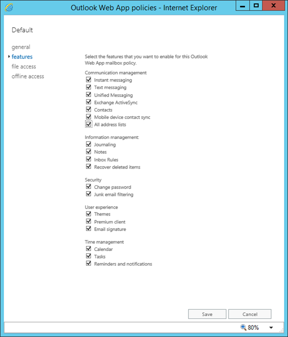 Outlook Web App Policies In Exchange Server 2016 Msexchangeguru Com