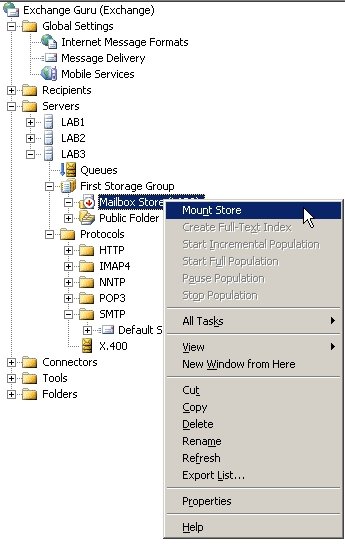 Mount stores in ESM post renaming original databases