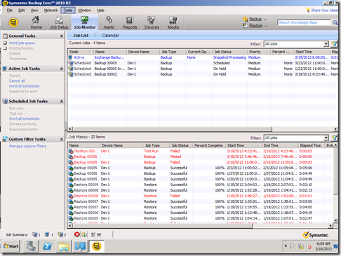 backup exec 16 restore queued